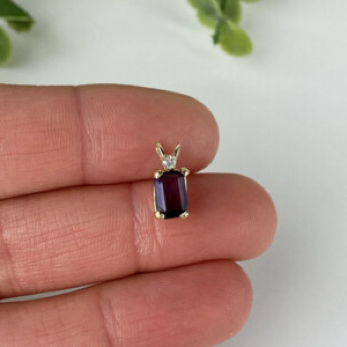 14K Yellow Gold Tourmaline & Diamond Pendant
