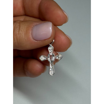 925 Sterling Silver CZ Cross Length 28 Mm