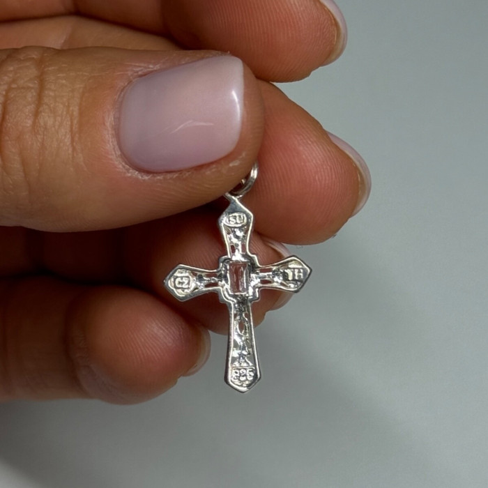 925 Sterling Silver CZ Cross Length 28 Mm