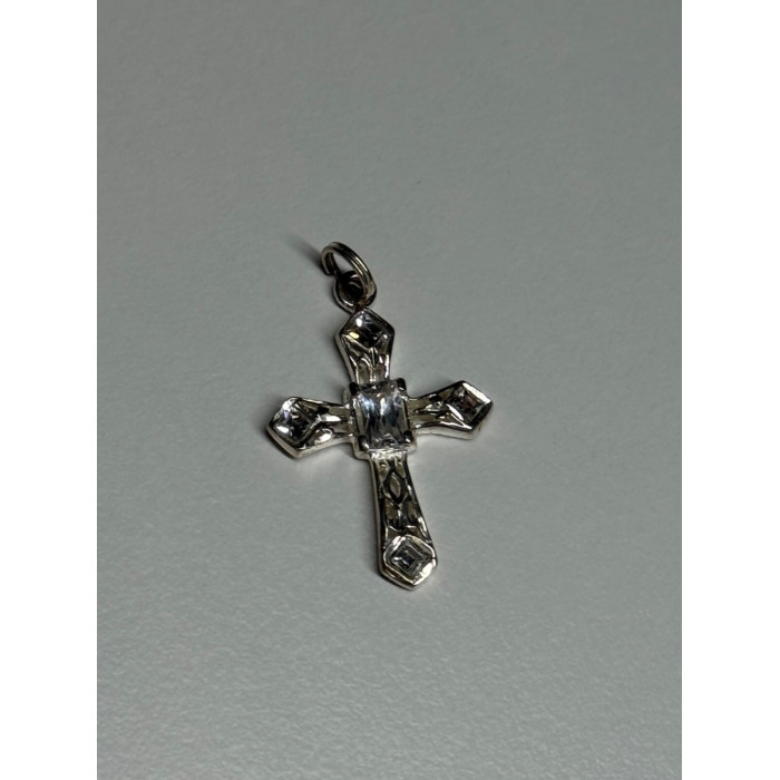 925 Sterling Silver CZ Cross Length 28 Mm