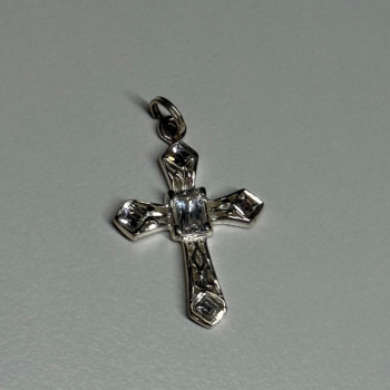 925 Sterling Silver CZ Cross Length 28 Mm