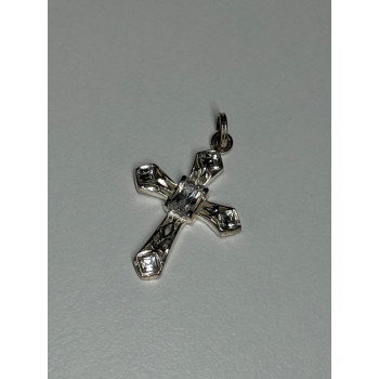 925 Sterling Silver CZ Cross Length 28 Mm