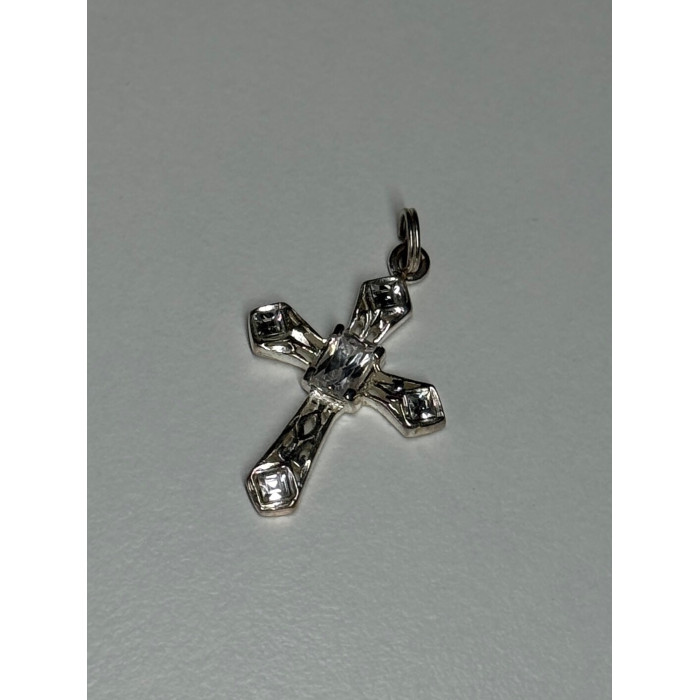 925 Sterling Silver CZ Cross Length 28 Mm
