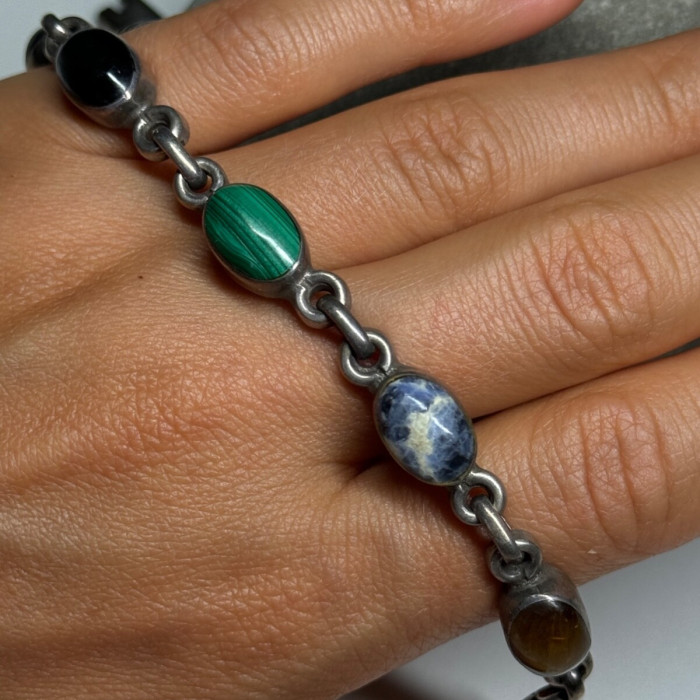 925 Sterling Silver Agate Bracelet