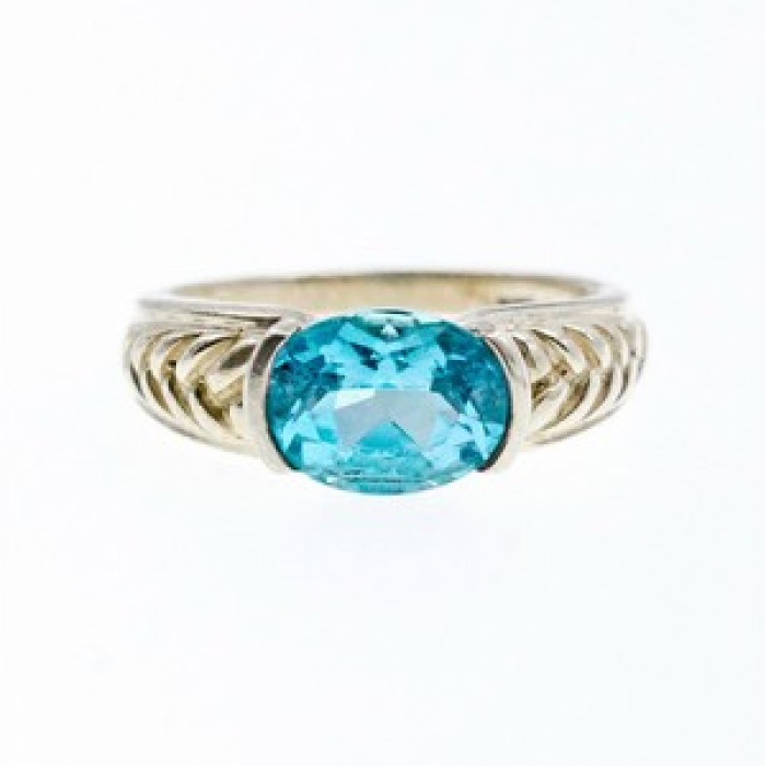 Vintage 925 Sterling Silver Topaz Ring Size 7