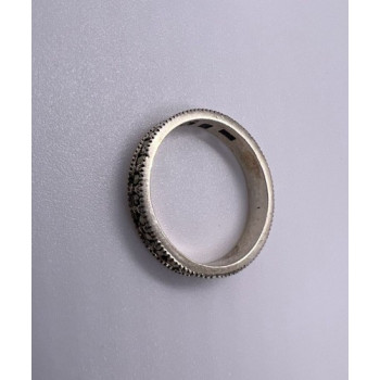 925 Sterling Silver & Marcasite Band Ring Size 6