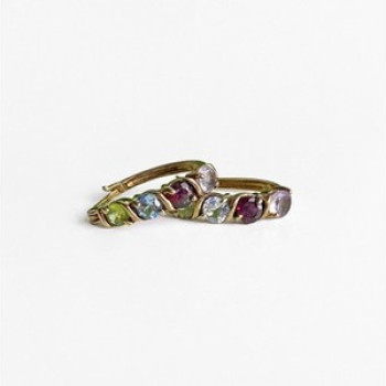 925 Sterling Silver Gold Plated Multi Gemstones Earrings