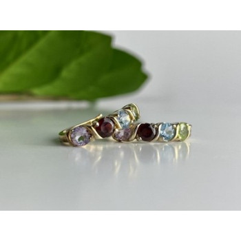 925 Sterling Silver Gold Plated Multi Gemstones Earrings