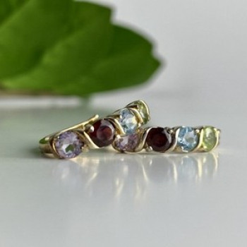 925 Sterling Silver Gold Plated Multi Gemstones Earrings