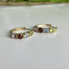 925 Sterling Silver Gold Plated Multi Gemstones Earrings