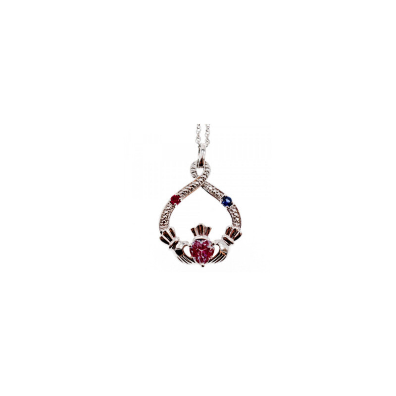 925 STERLING SILVER ALEXANDRITE, RUBELLITE & SAPPHIRE CHAIN WITH PENDANT