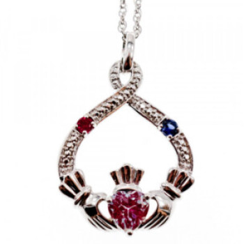 925 Sterling Silver Alexandrite, Rubellite & Sapphire Chain With Pendant