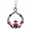925 Sterling Silver Alexandrite, Rubellite & Sapphire Chain With Pendant
