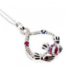 925 Sterling Silver Alexandrite, Rubellite & Sapphire Chain With Pendant