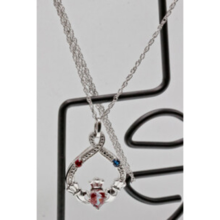 925 Sterling Silver Alexandrite, Rubellite & Sapphire Chain With Pendant