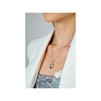 925 STERLING SILVER ALEXANDRITE, RUBELLITE & SAPPHIRE CHAIN WITH PENDANT