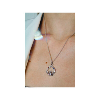 925 STERLING SILVER ALEXANDRITE, RUBELLITE & SAPPHIRE CHAIN WITH PENDANT