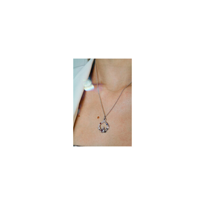 925 STERLING SILVER ALEXANDRITE, RUBELLITE & SAPPHIRE CHAIN WITH PENDANT