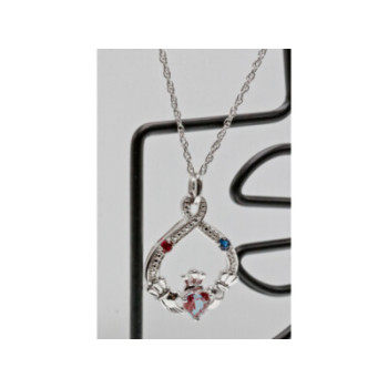 925 STERLING SILVER ALEXANDRITE, RUBELLITE & SAPPHIRE CHAIN WITH PENDANT