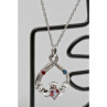 925 Sterling Silver Alexandrite, Rubellite & Sapphire Chain With Pendant