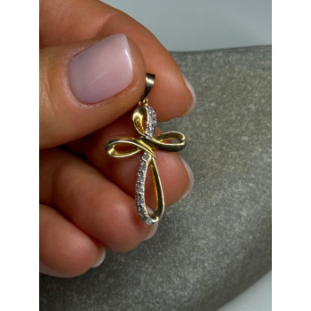 925 Sterling Silver Gold Plated Beryl Cross Length 32 Mm