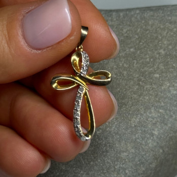 925 Sterling Silver Gold Plated Beryl Cross Length 32 Mm