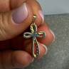 925 Sterling Silver Gold Plated Beryl Cross Length 32 Mm