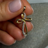 925 Sterling Silver Gold Plated Beryl Cross Length 32 Mm