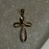 925 Sterling Silver Gold Plated Beryl Cross Length 32 Mm