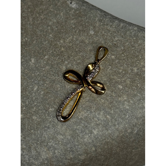 925 Sterling Silver Gold Plated Beryl Cross Length 32 Mm