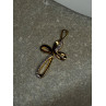 925 Sterling Silver Gold Plated Beryl Cross Length 32 Mm