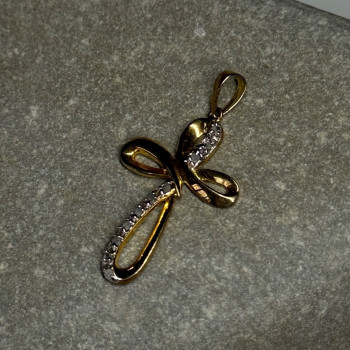 925 Sterling Silver Gold Plated Beryl Cross Length 32 Mm