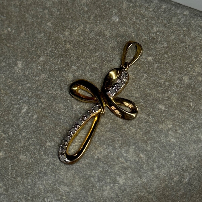 925 Sterling Silver Gold Plated Beryl Cross Length 32 Mm