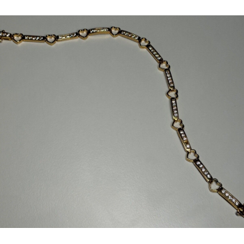 925 STERLING SILVER GOLD PLATED CZ HEARTS  BRACELET