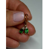 925 Sterling Silver Gold Plated Emerald & Beryl Earrings Length 25 Mm