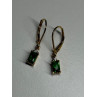 925 Sterling Silver Gold Plated Emerald & Beryl Earrings Length 25 Mm