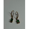 925 Sterling Silver Gold Plated Emerald & Beryl Earrings Length 25 Mm