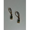 925 Sterling Silver Gold Plated Emerald & Beryl Earrings Length 25 Mm