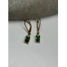 925 Sterling Silver Gold Plated Emerald & Beryl Earrings Length 25 Mm