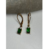 925 Sterling Silver Gold Plated Emerald & Beryl Earrings Length 25 Mm