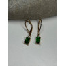 925 Sterling Silver Gold Plated Emerald & Beryl Earrings Length 25 Mm