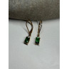 925 Sterling Silver Gold Plated Emerald & Beryl Earrings Length 25 Mm