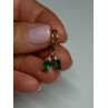 925 Sterling Silver Gold Plated Emerald & Beryl Earrings Length 25 Mm
