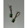 925 Sterling Silver Gold Plated Emerald & Beryl Earrings Length 25 Mm
