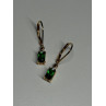 925 Sterling Silver Gold Plated Emerald & Beryl Earrings Length 25 Mm