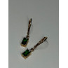 925 Sterling Silver Gold Plated Emerald & Beryl Earrings Length 25 Mm