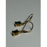 925 Sterling Silver Gold Plated Emerald & Beryl Earrings Length 25 Mm