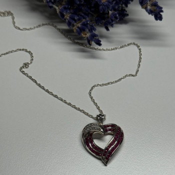 925 Sterling Silver Necklace Pink & White Spinel
