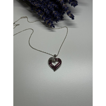 925 Sterling Silver Necklace Pink & White Spinel