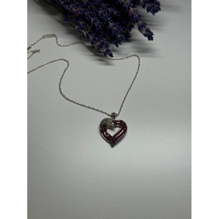 925 Sterling Silver Necklace Pink & White Spinel